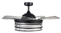Luna 48 Inch 1 Light Color Adjustable Fan in Black with Retractable Blades