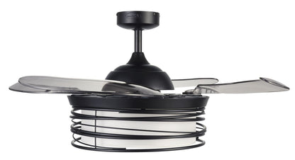 Luna 48 Inch 1 Light Color Adjustable Fan in Black with Retractable Blades