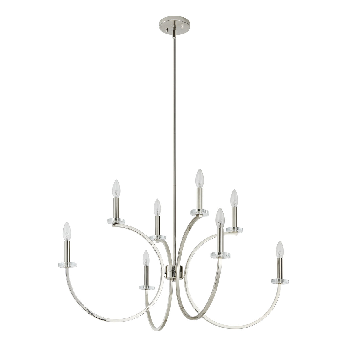 Florian 36-inch 8-light Polished Nickel and Clear Glass Chandelier