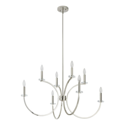 Florian 36-inch 8-light Polished Nickel and Clear Glass Chandelier