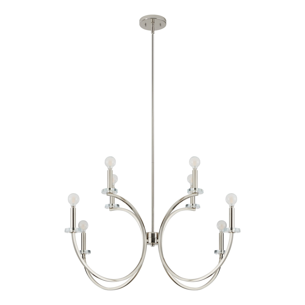 Florian 36-inch 8-light Polished Nickel and Clear Glass Chandelier