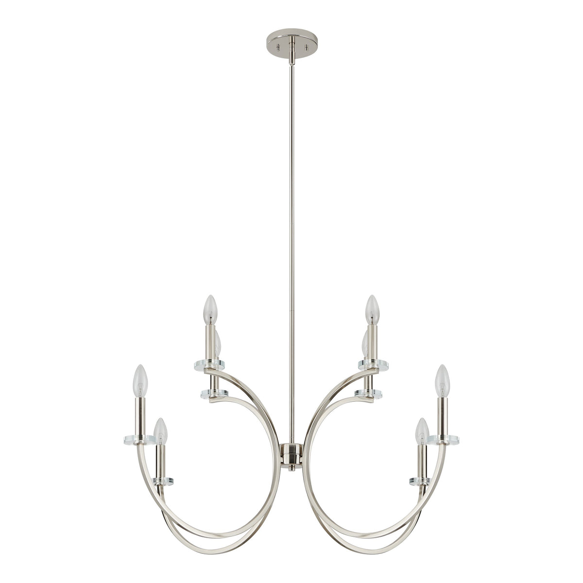 Florian 36-inch 8-light Polished Nickel and Clear Glass Chandelier