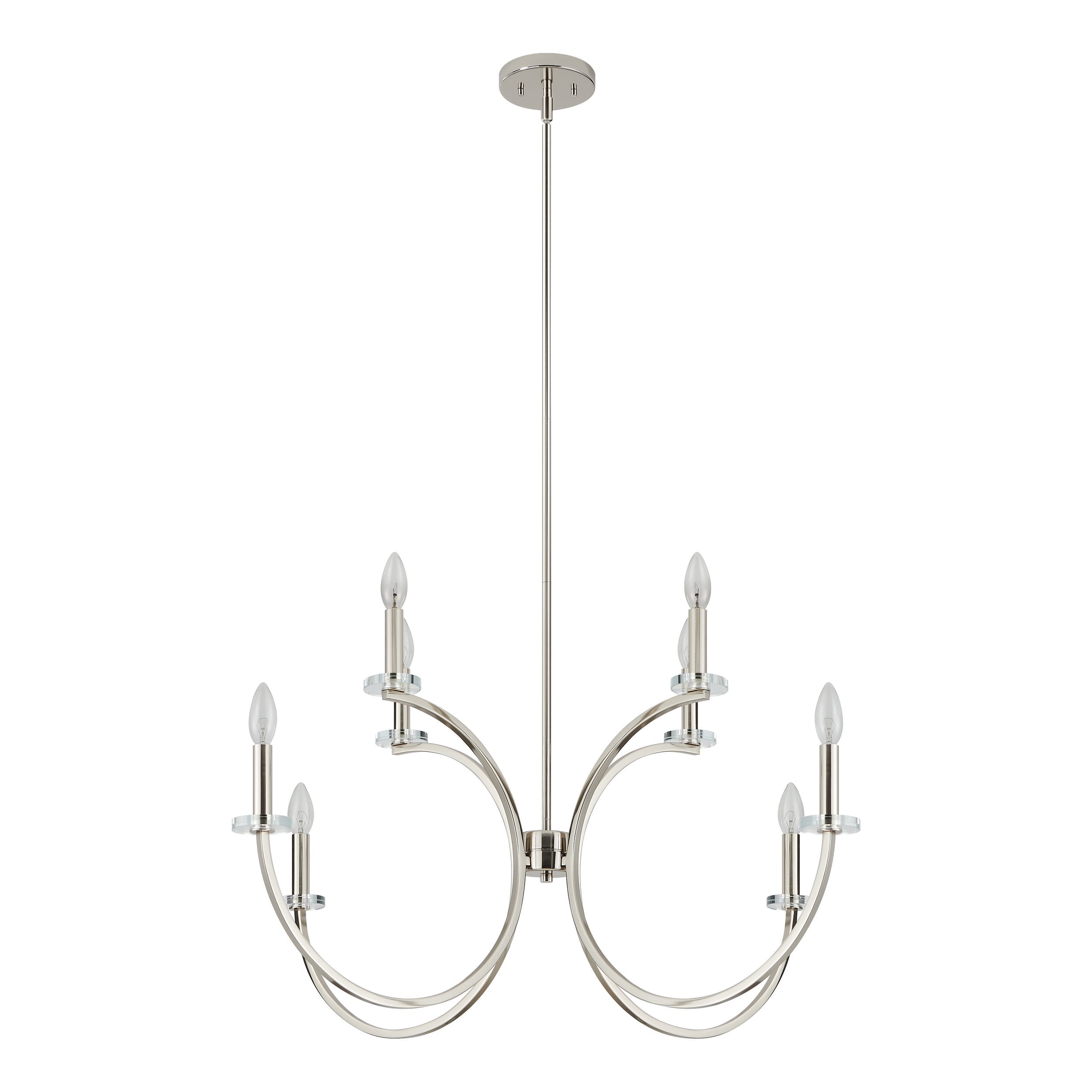 Florian 36-inch 8-light Polished Nickel and Clear Glass Chandelier