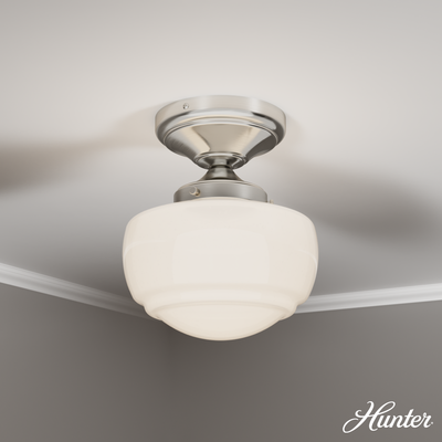 Saddle Creek 7.5-inch 1-light Brushed Nickel Semi-Flush Mount with Cased White Glass