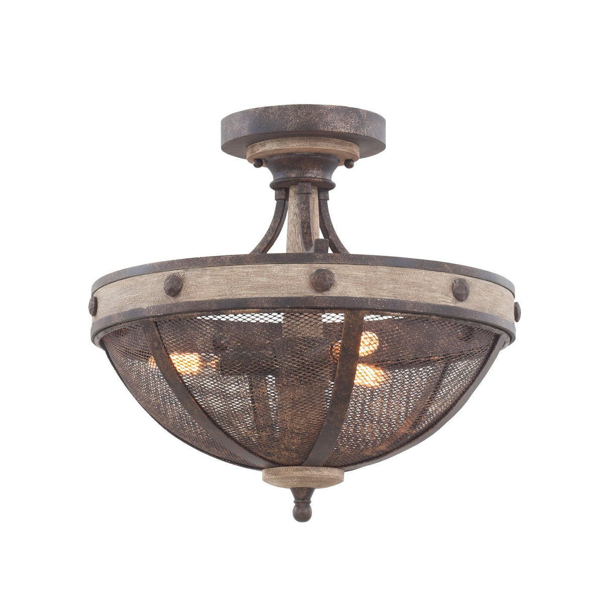 15'' Coronado 3 Light Florence Gold Semi-Flush Mount
