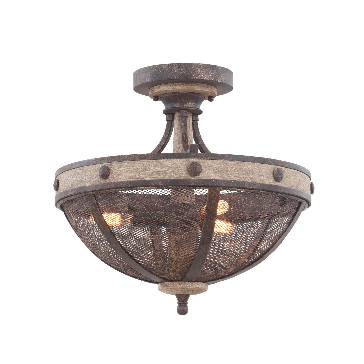 15'' Coronado 3 Light Florence Gold Semi-Flush Mount