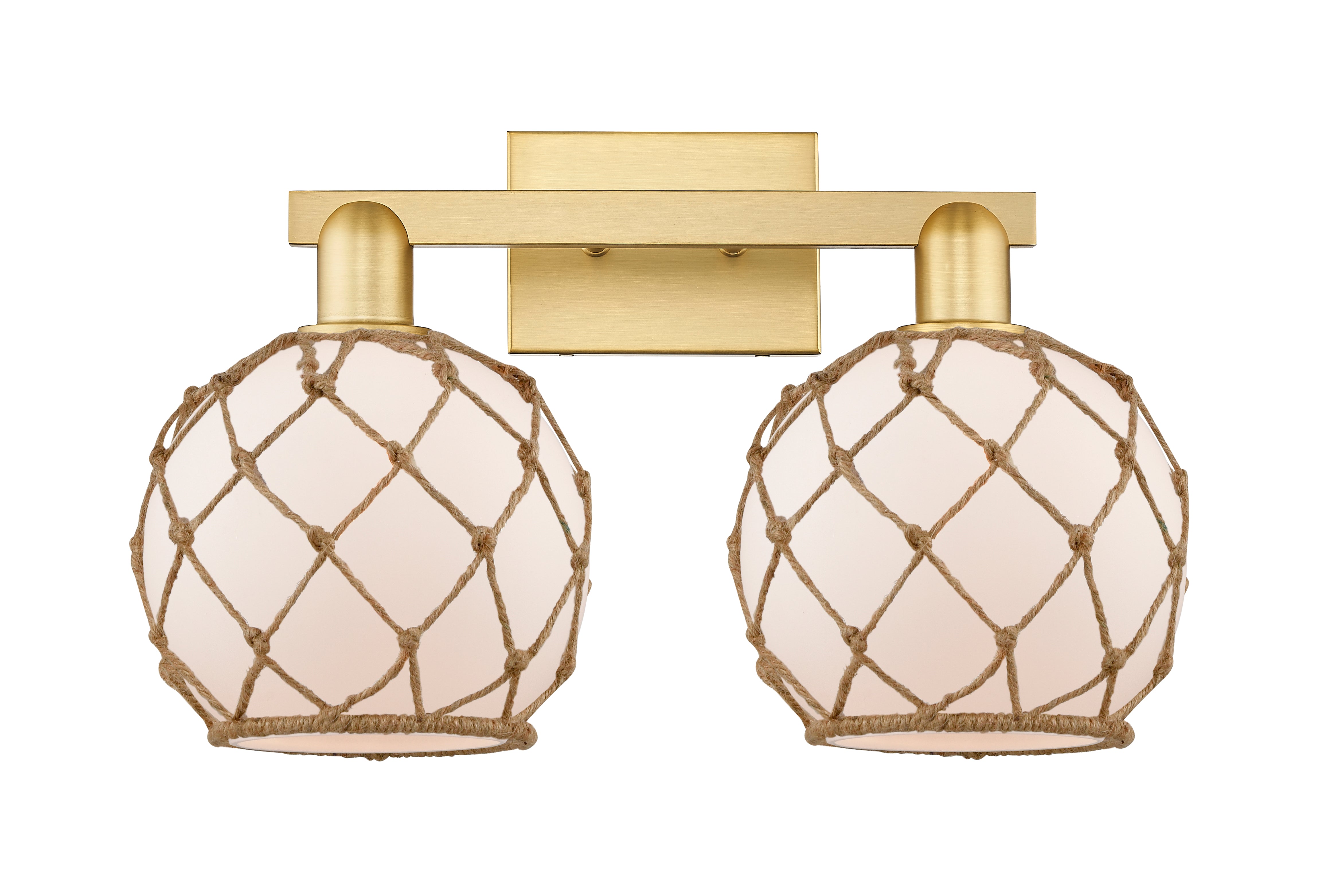 Arcadia Bath Vanity Light Brass Wicker