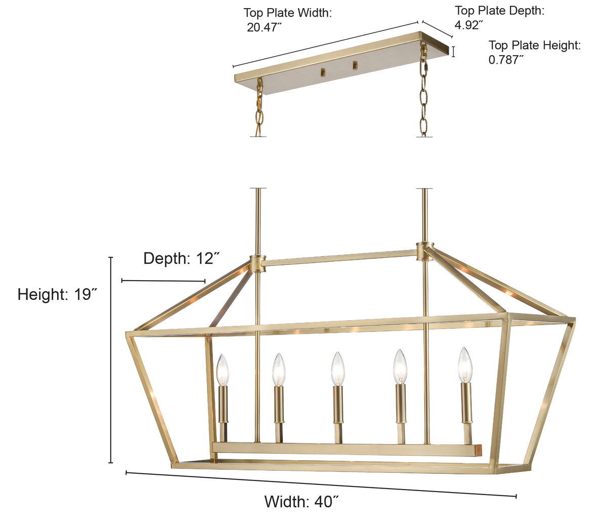 68'' Corona Satin Nickel 5 Light Linear Chandelier