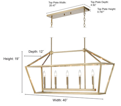 68'' Corona Satin Nickel 5 Light Linear Chandelier