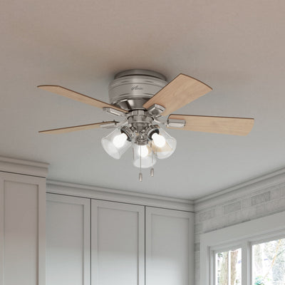42 inch Crestfield Brushed Nickel Low Profile Ceiling Fan with LED Light Kit and Pull Chain