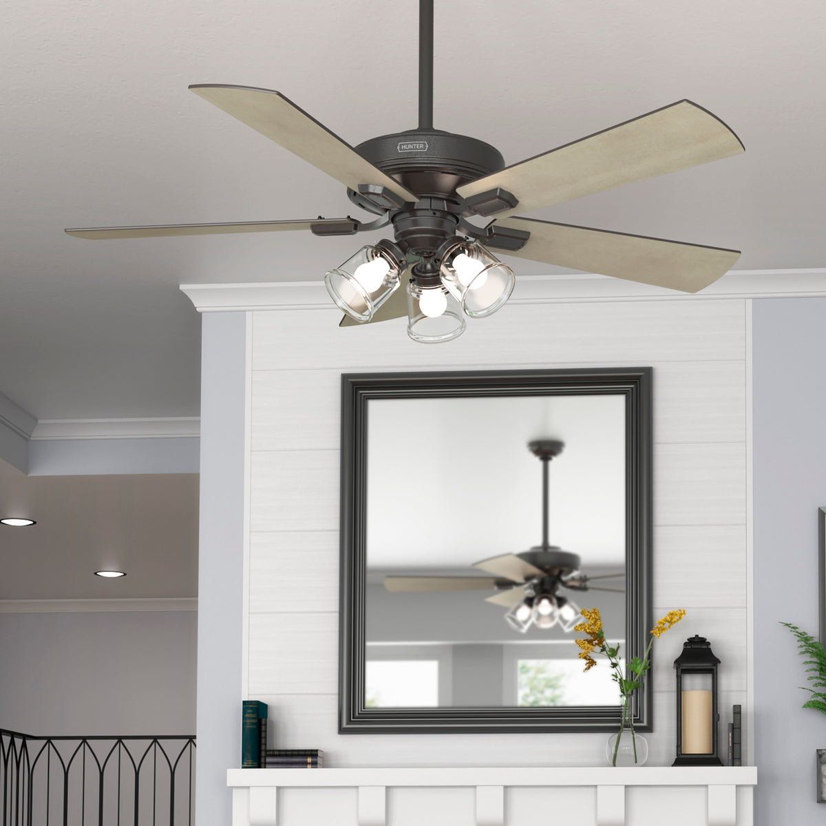 52 inch Crestfield Noble Bronze Ceiling Fan with LED Light Kit and Handheld Remote