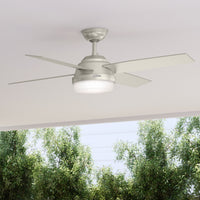52 inch Dempsey Matte Nickel Damp Rated Ceiling Fan with LED Light Kit and Handheld Remote