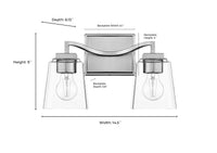 14'' Avenna Polished Nickel 2 Light Bath Vanity