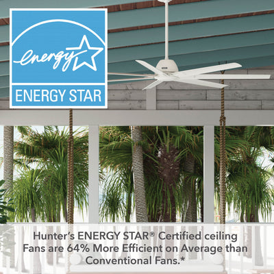72 inch Downtown ENERGY STAR® Matte White Damp Rated Ceiling Fan and Wall Control