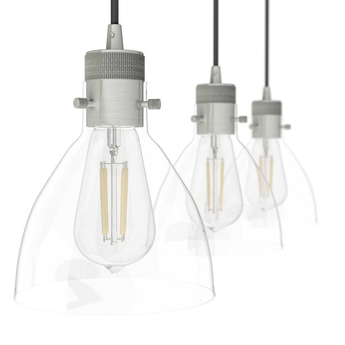 Van Nuys 30-inch 3-light Brushed Nickel Linear Pendant Cluster with Clear Glass