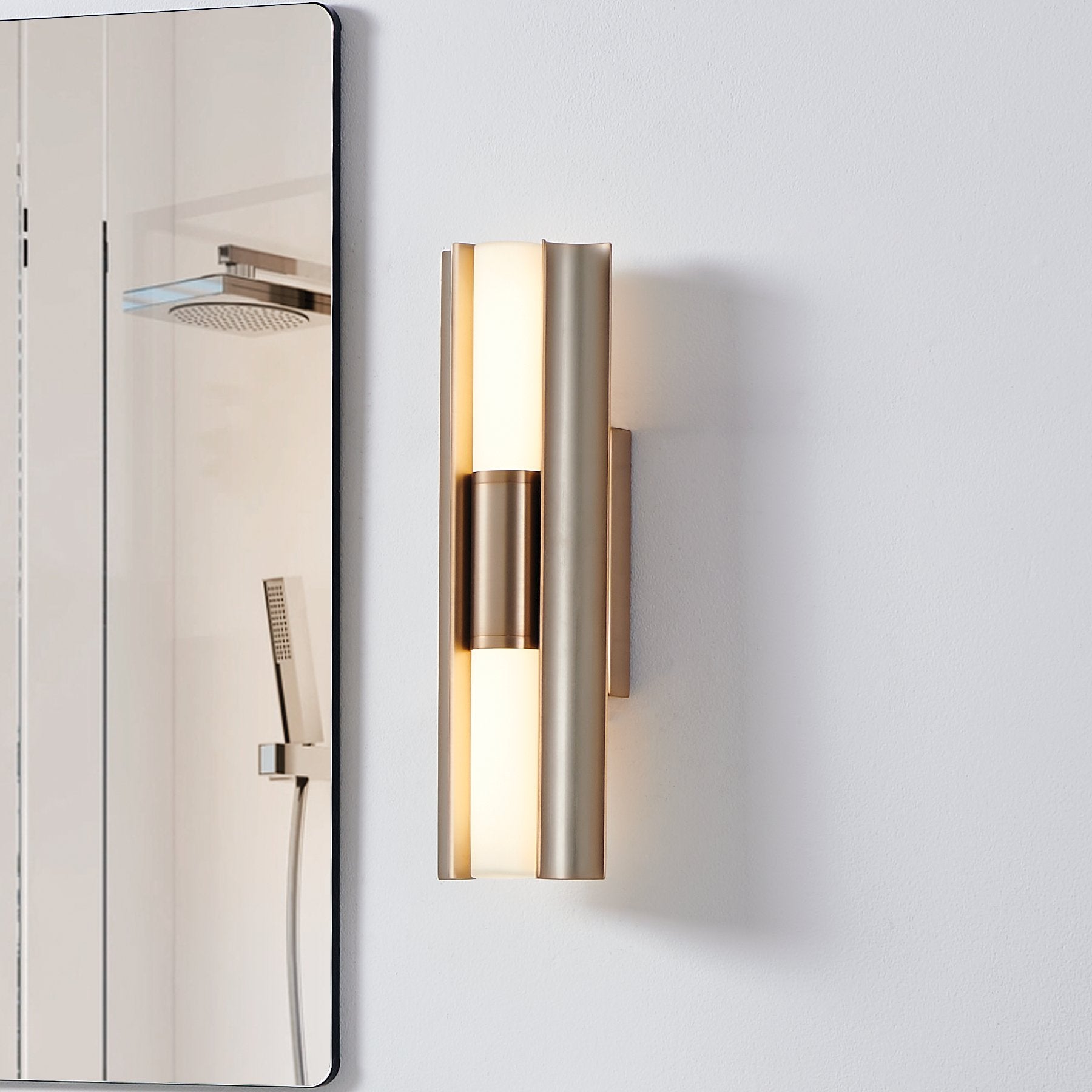 Colton 18-inch 2-light Champagne Gold 5CCT LED Vanity Light with Etched Opal Glass Shades