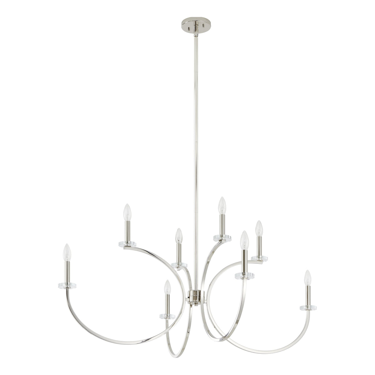 Florian 44-inch 8-light Polished Nickel and Clear Glass Chandelier