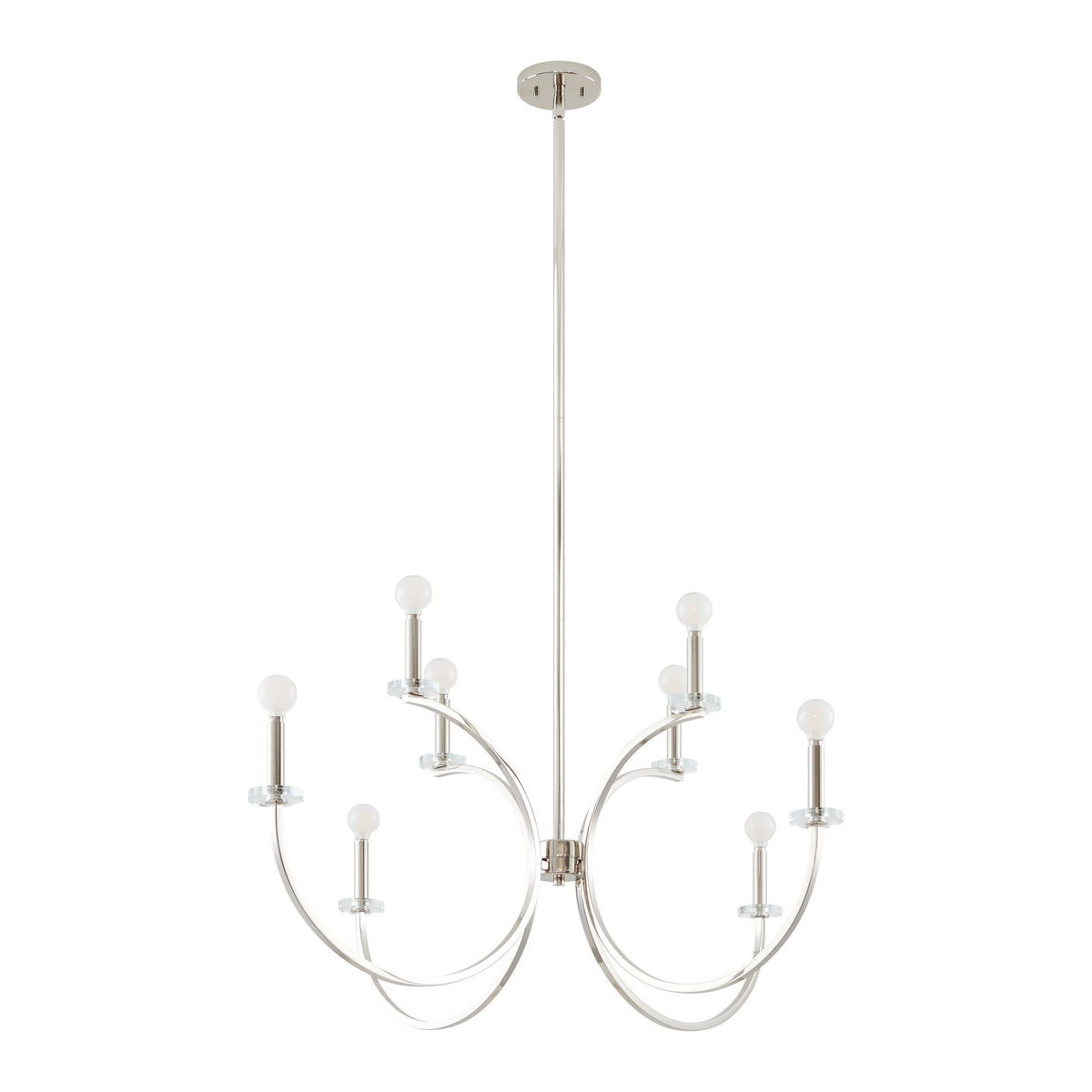 Florian 44-inch 8-light Polished Nickel and Clear Glass Chandelier