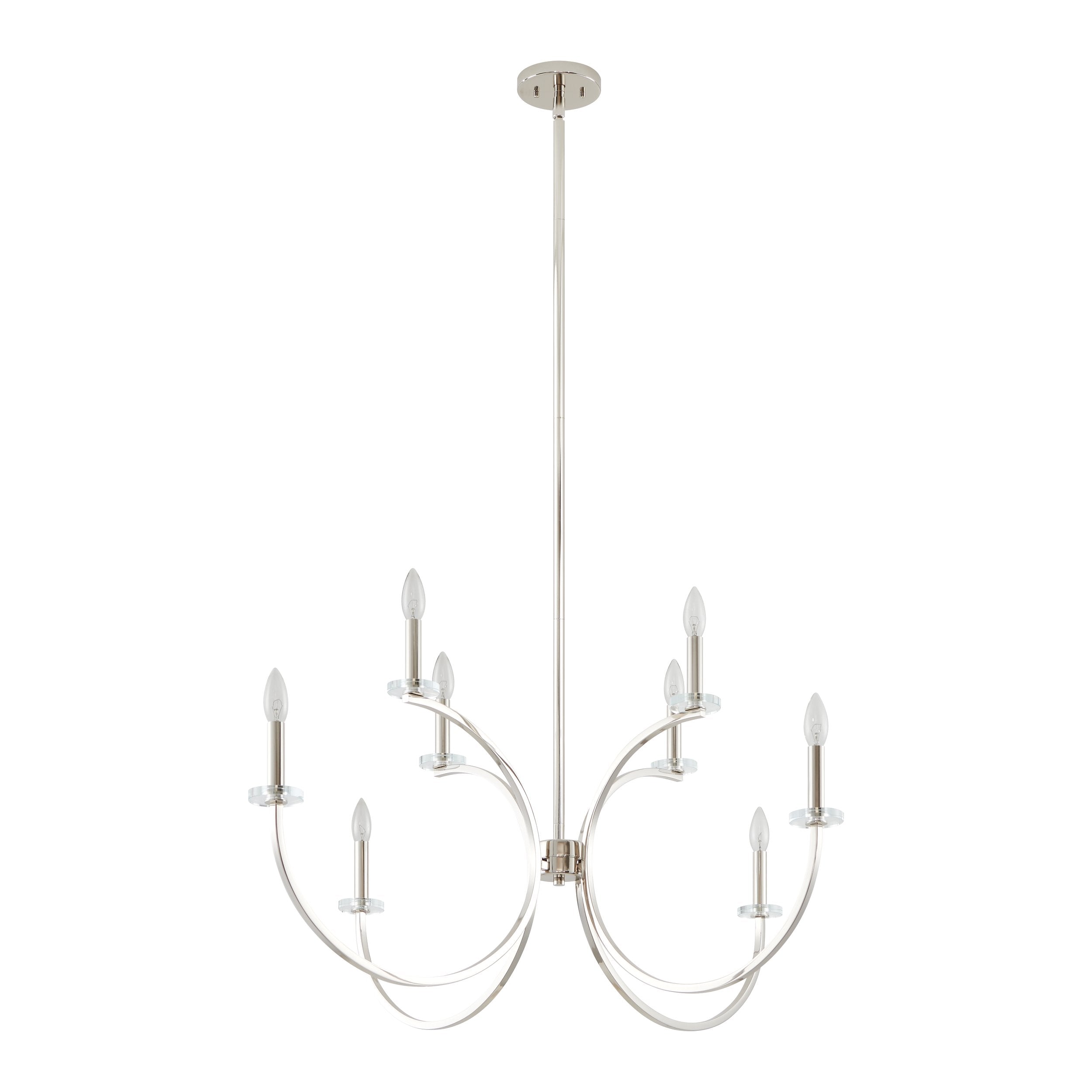Florian 44-inch 8-light Polished Nickel and Clear Glass Chandelier