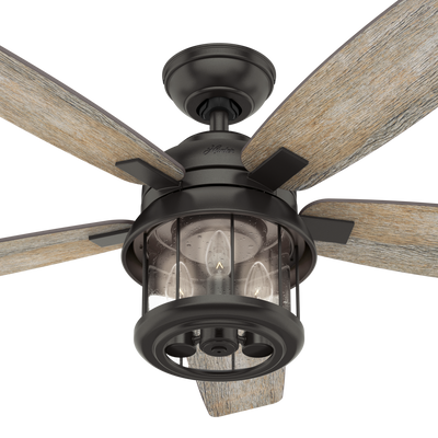 52 inch Coral Bay Noble Bronze Damp Rated Ceiling Fan with LED Light Kit and Handheld Remote