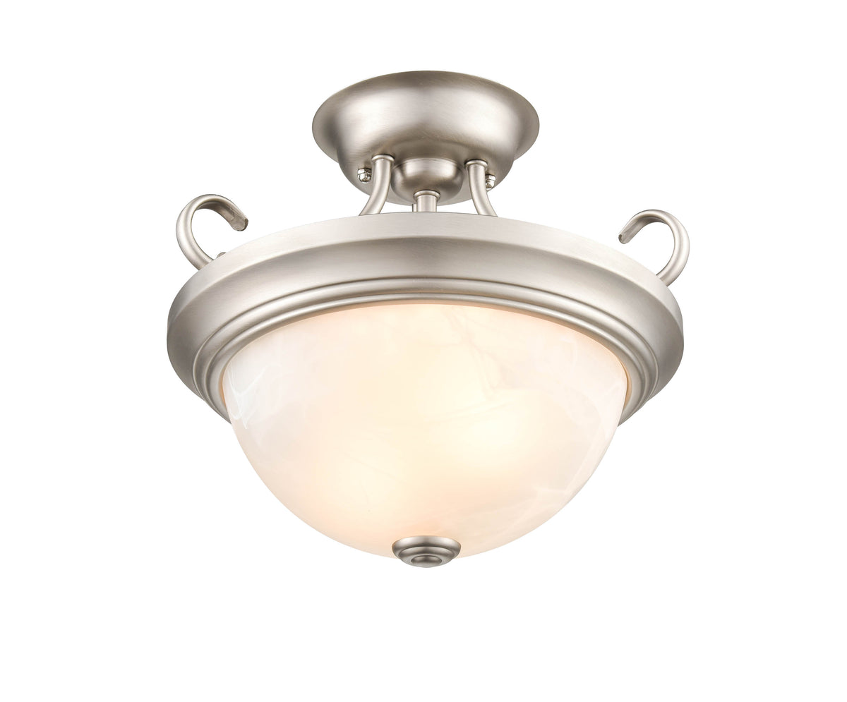 13-inch Satin Nickel 2-Light Semi-Flush Mount Ceiling Light