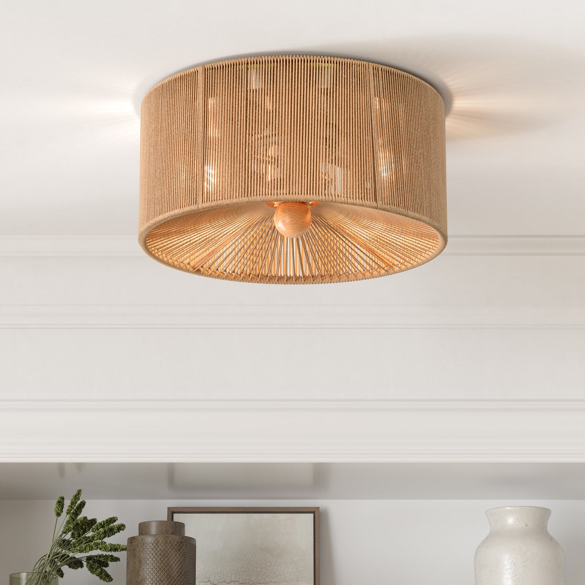 13-inch Brushed Nickel 2-Light Round Flush Mount Ceiling Light