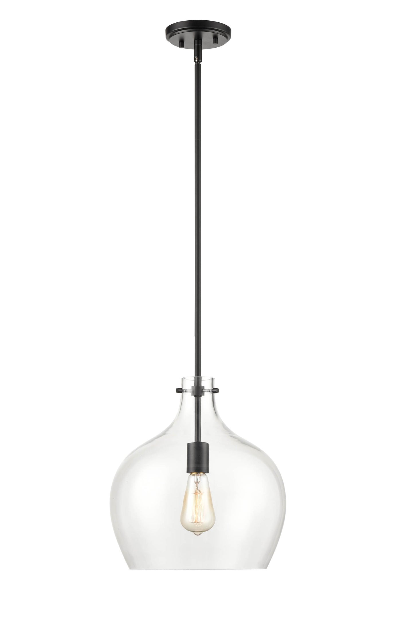 13-inch Matte Black 1-Light Pendant Light