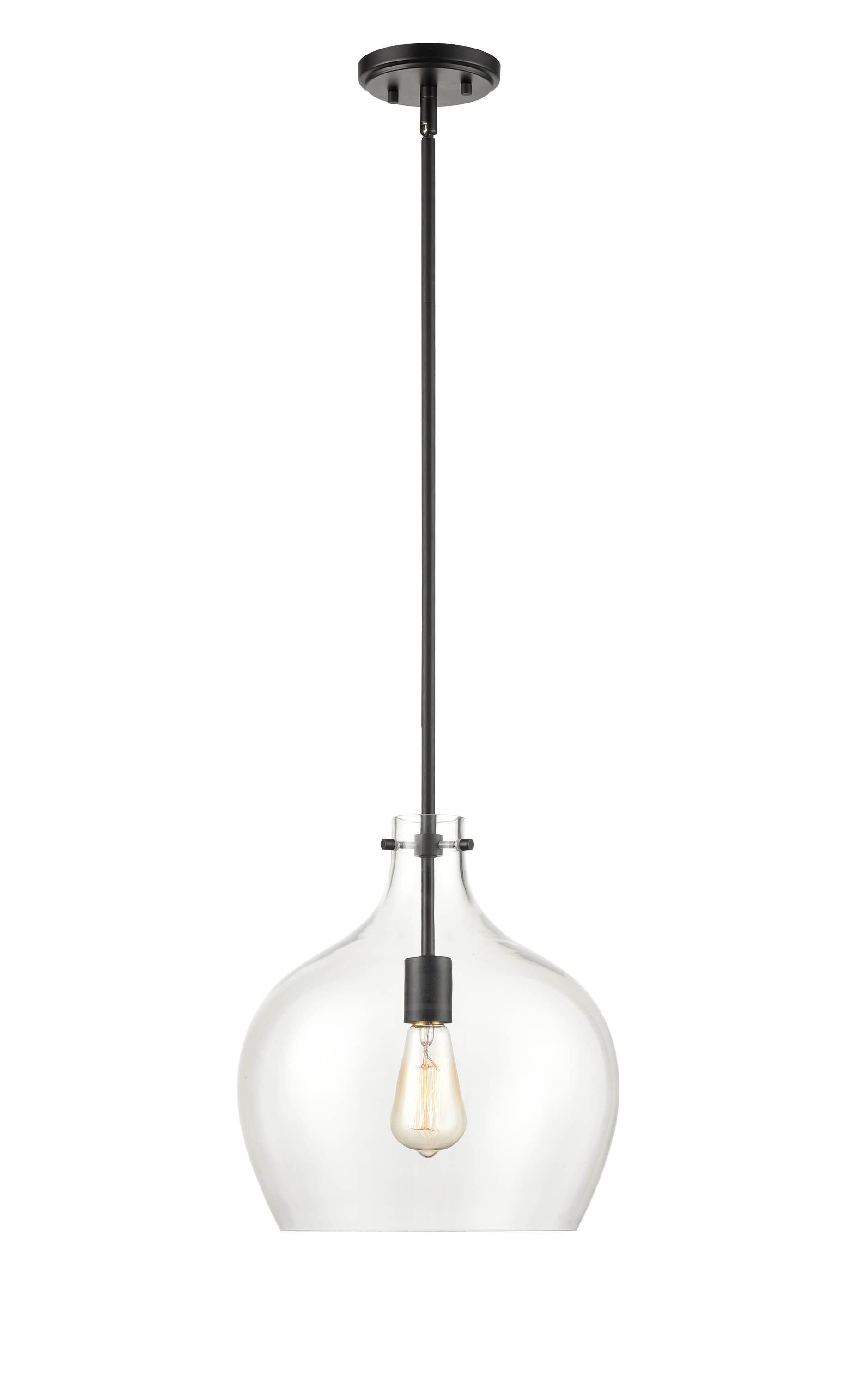 13-inch Matte Black 1-Light Pendant Light