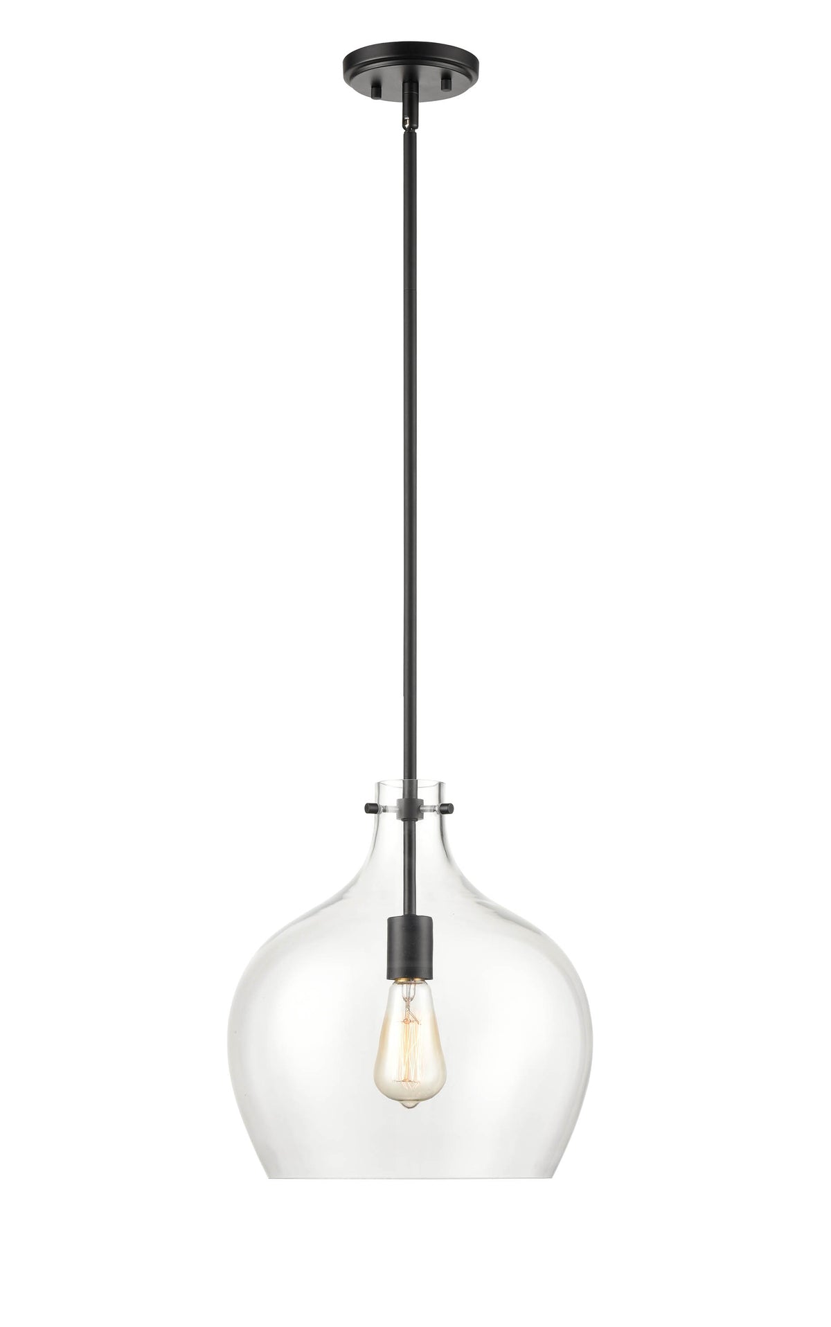 13-inch Matte Black 1-Light Pendant Light
