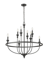 34'' Emery Matte Black 8 Light Chandelier