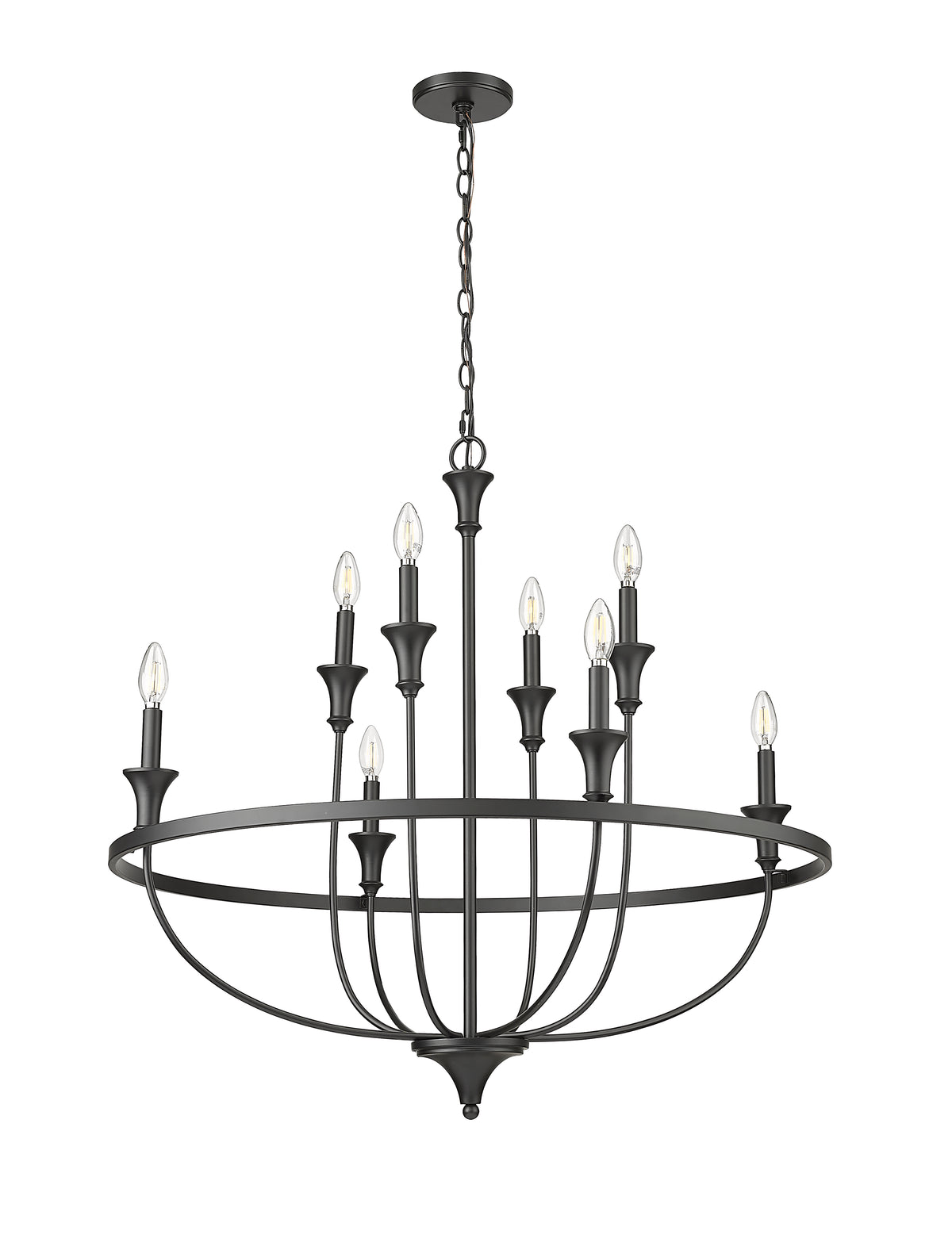 34'' Emery Matte Black 8 Light Chandelier