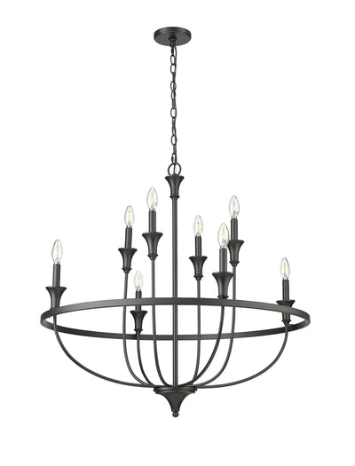 34'' Emery Matte Black 8 Light Chandelier