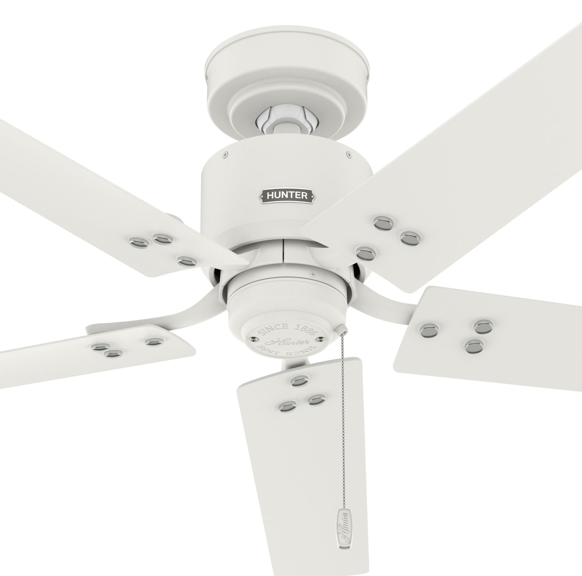 52 inch Windbound Matte White Damp Rated Ceiling Fan and Pull Chain