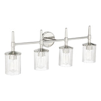 Andrea 32-inch 4-light Polished Nickel Vanity Light with Clear Ribbed Glass Shades