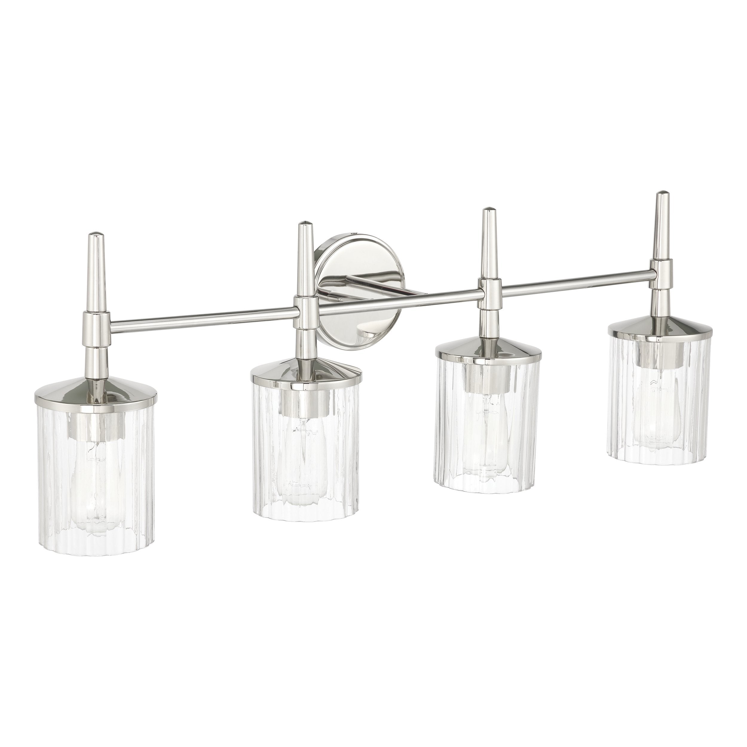 Andrea 32-inch 4-light Polished Nickel Vanity Light with Clear Ribbed Glass Shades