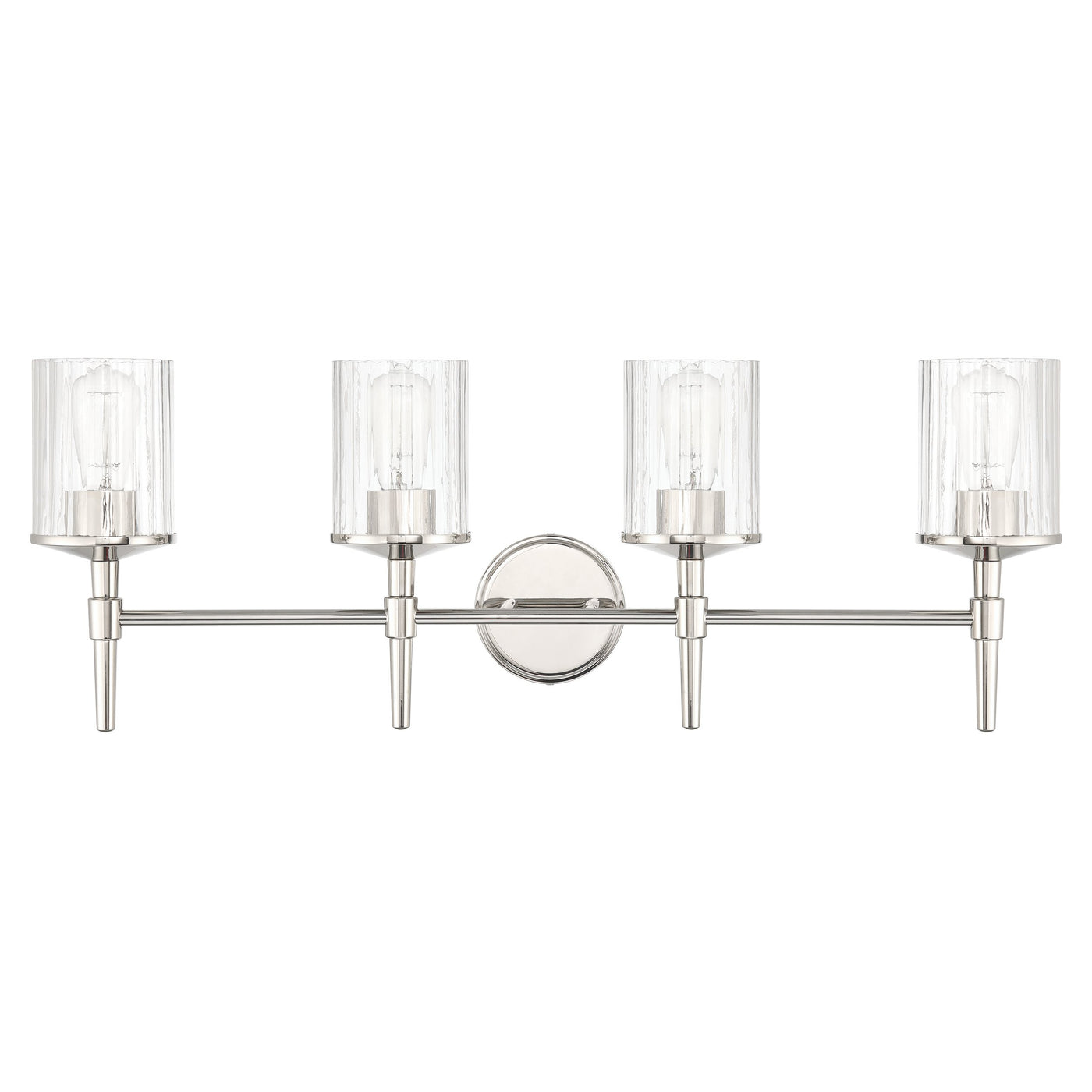 Andrea 32-inch 4-light Polished Nickel Vanity Light with Clear Ribbed Glass Shades