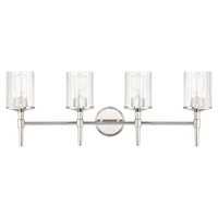 Andrea 32-inch 4-light Polished Nickel Vanity Light with Clear Ribbed Glass Shades