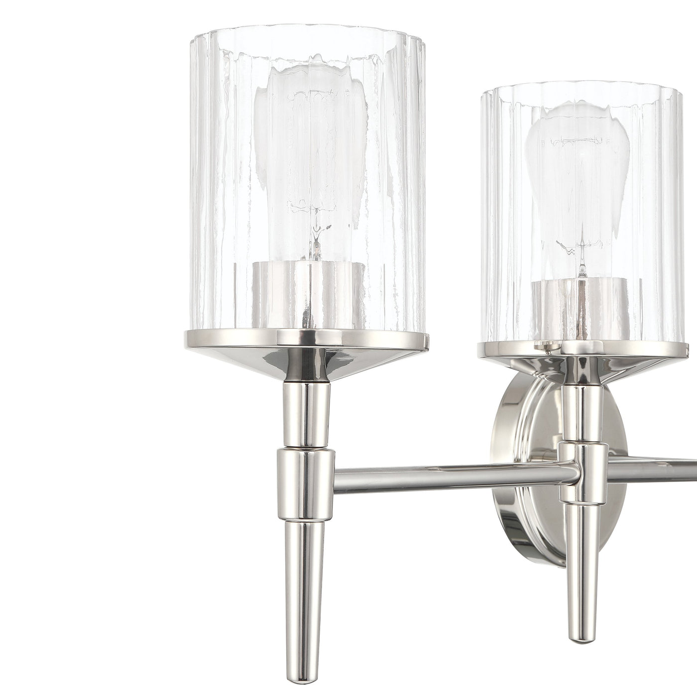 Andrea 32-inch 4-light Polished Nickel Vanity Light with Clear Ribbed Glass Shades
