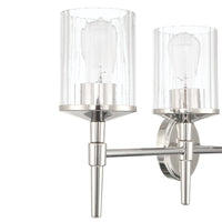 Andrea 32-inch 4-light Polished Nickel Vanity Light with Clear Ribbed Glass Shades
