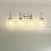 Andrea 32-inch 4-light Polished Nickel Vanity Light with Clear Ribbed Glass Shades