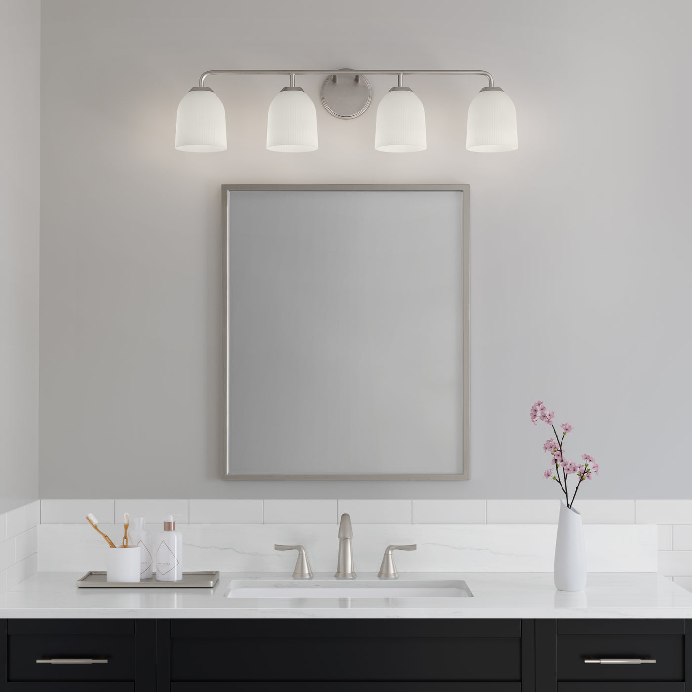 32'' Norah Brushed Nickel 4 Light Bath Vanity