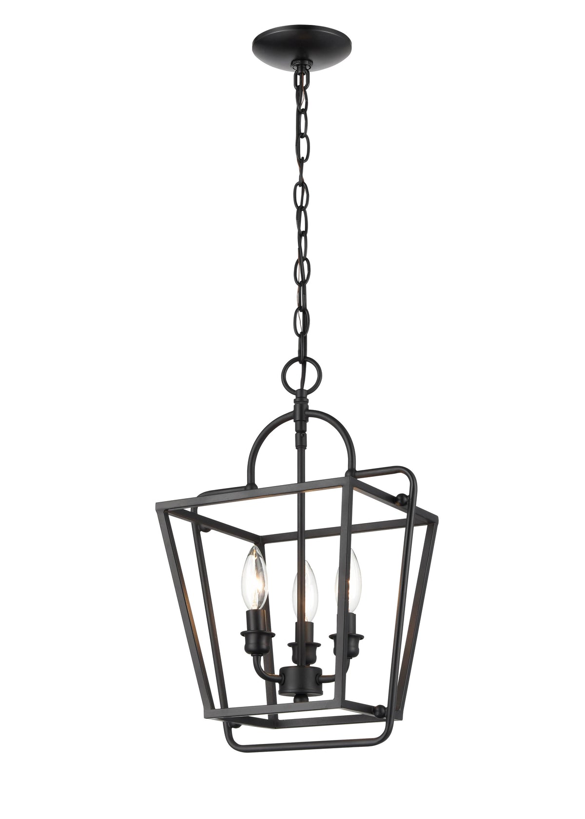 17''  Matte Black 3 Light Pendant