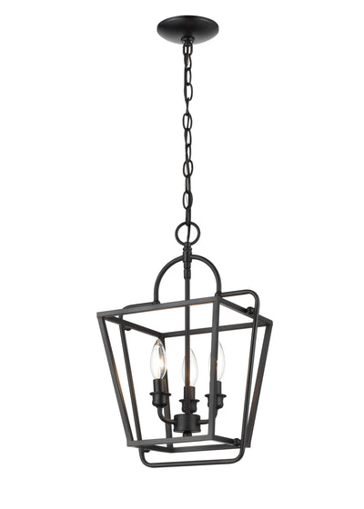 17''  Matte Black 3 Light Pendant