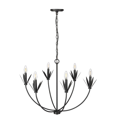 22.75'' Primrose Matte Black 6 Light Chandelier