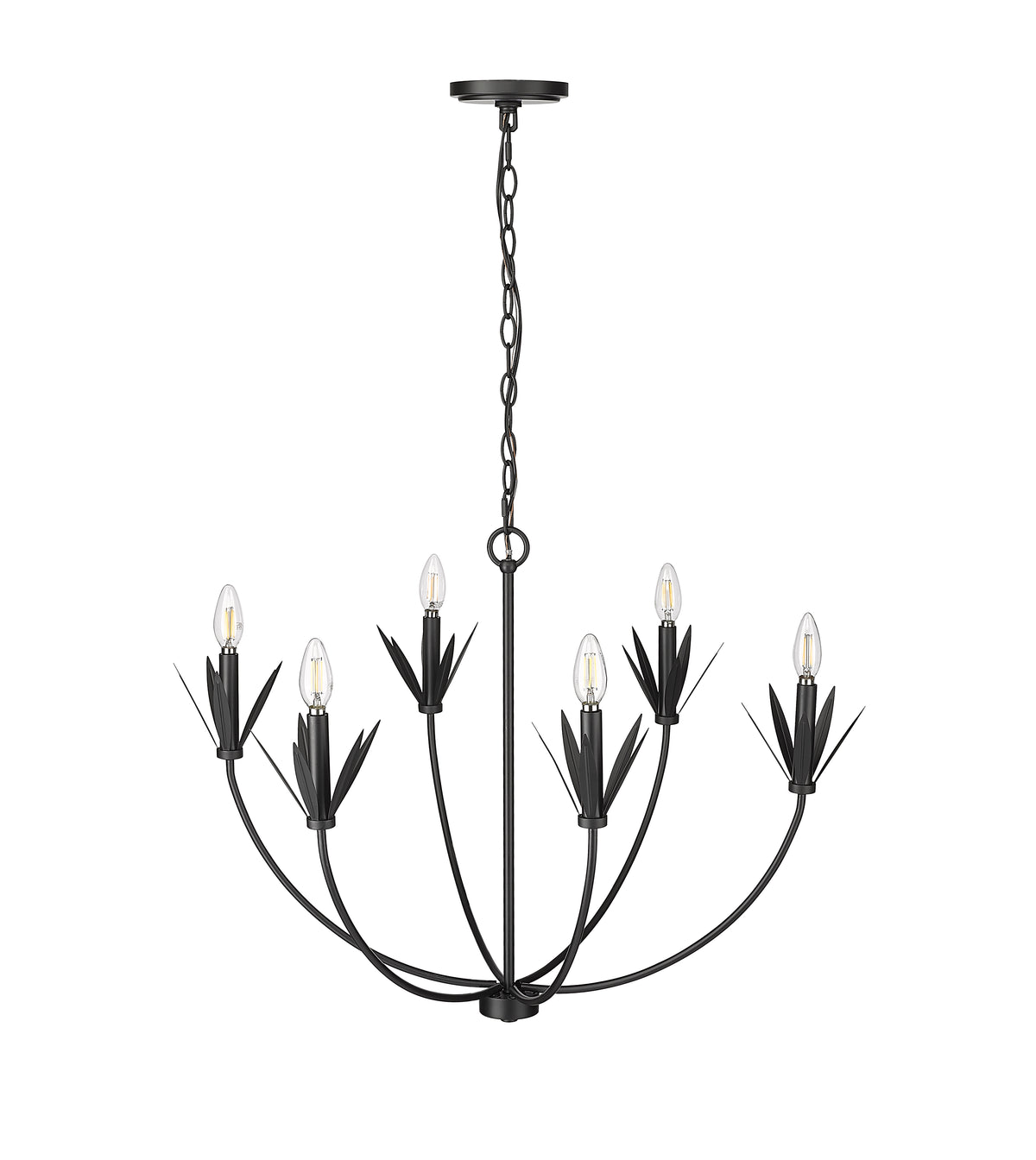 22.75'' Primrose Matte Black 6 Light Chandelier