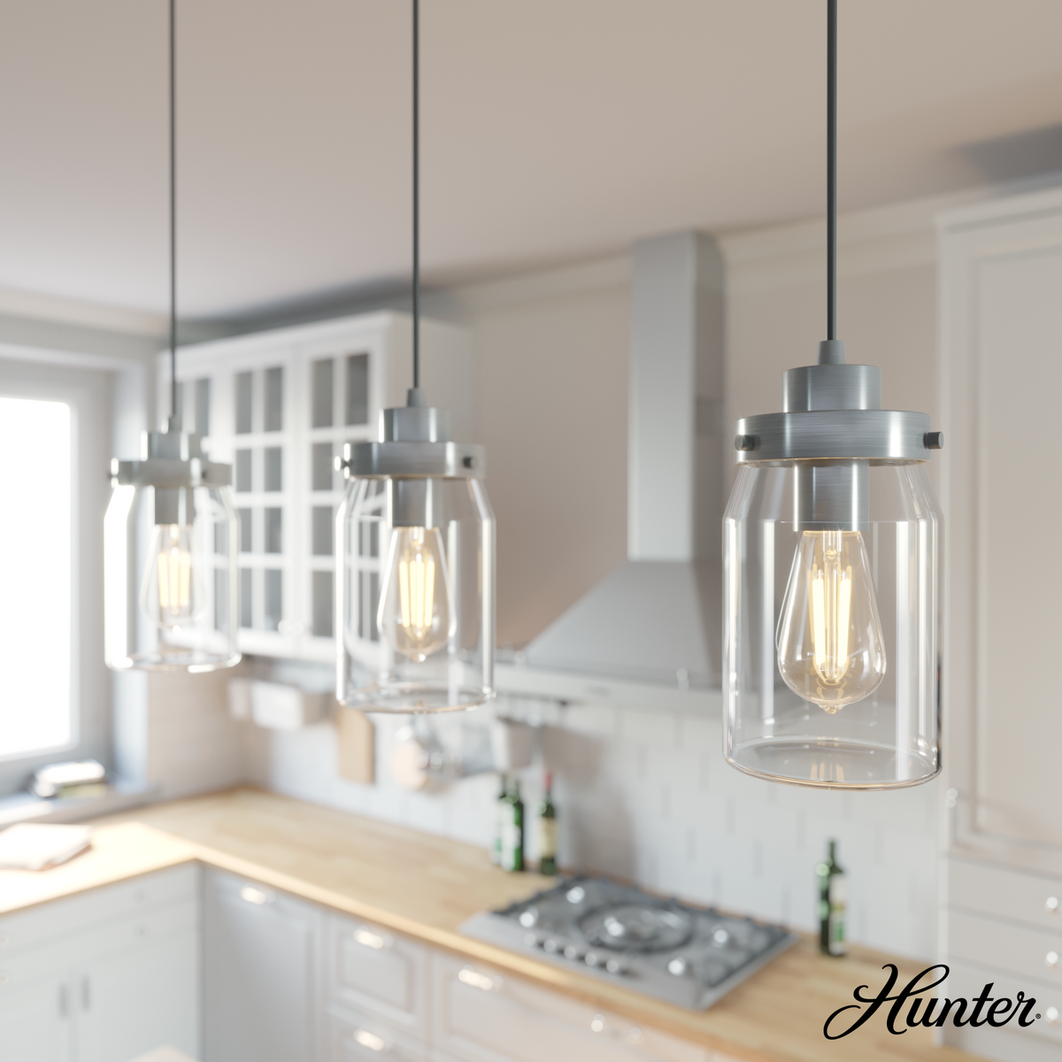 Devon Park 28.5-inch 3-light Brushed Nickel Linear Pendant Cluster with Clear Glass