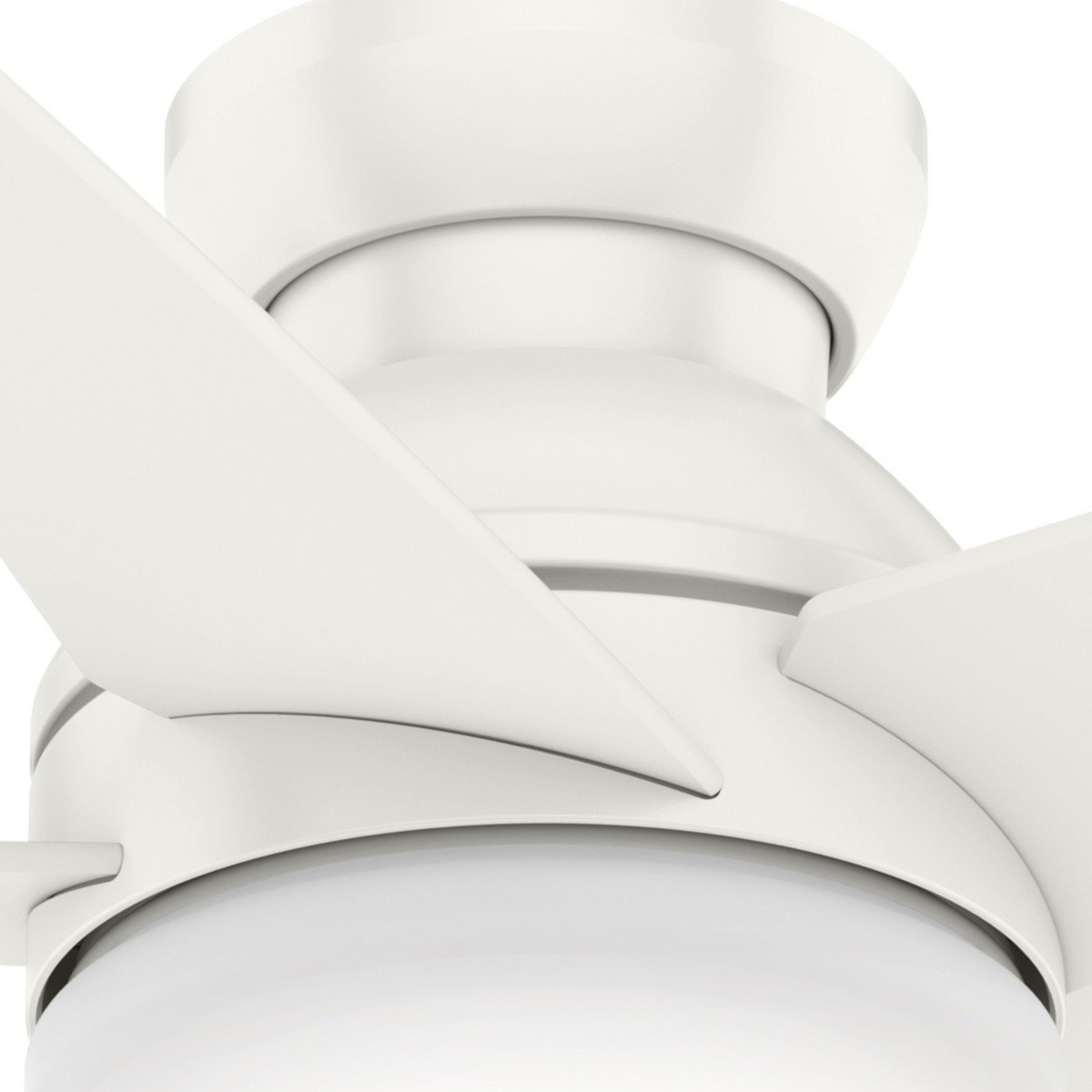Casablanca 44 inch Isotope Fresh White Low Profile Ceiling Fan with LED Light Kit and Wall Control