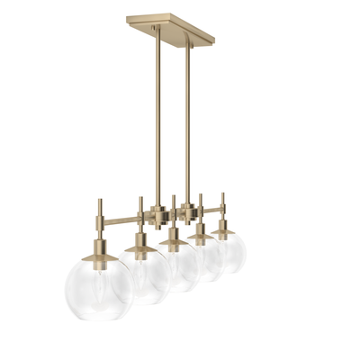Xidane 42.25-inch 5-light Alturas Gold Linear Chandelier with Clear Glass