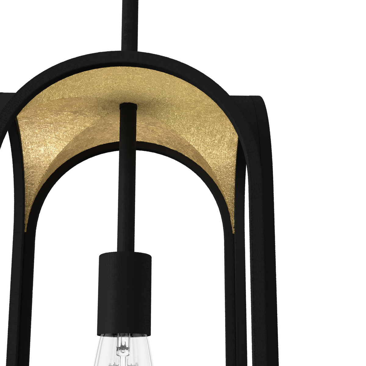 Dukestown 7.5-inch 1-light Natural Black Iron and Gold Leaf Lantern Pendant