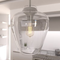 Vidria 12-inch 1-light Brushed Nickel Pendant with Clear Glass